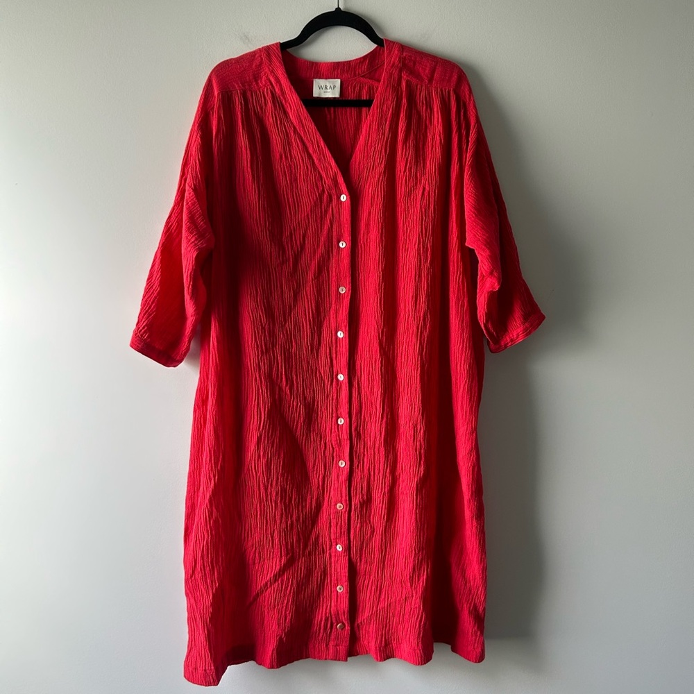 Wrap London cotton/linen blend red dress